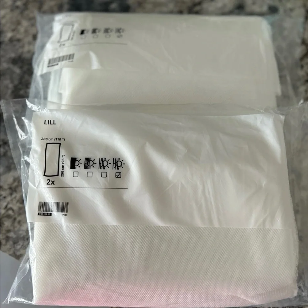 IKEA New 2 Sets (4 Panels) IKEA LILL White Sheer Net Curtains 110x98